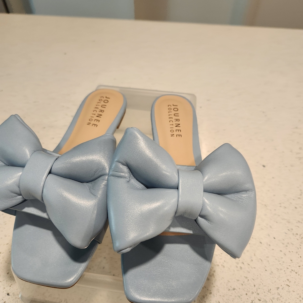 Journee Collection Light Blue Bow Sandals